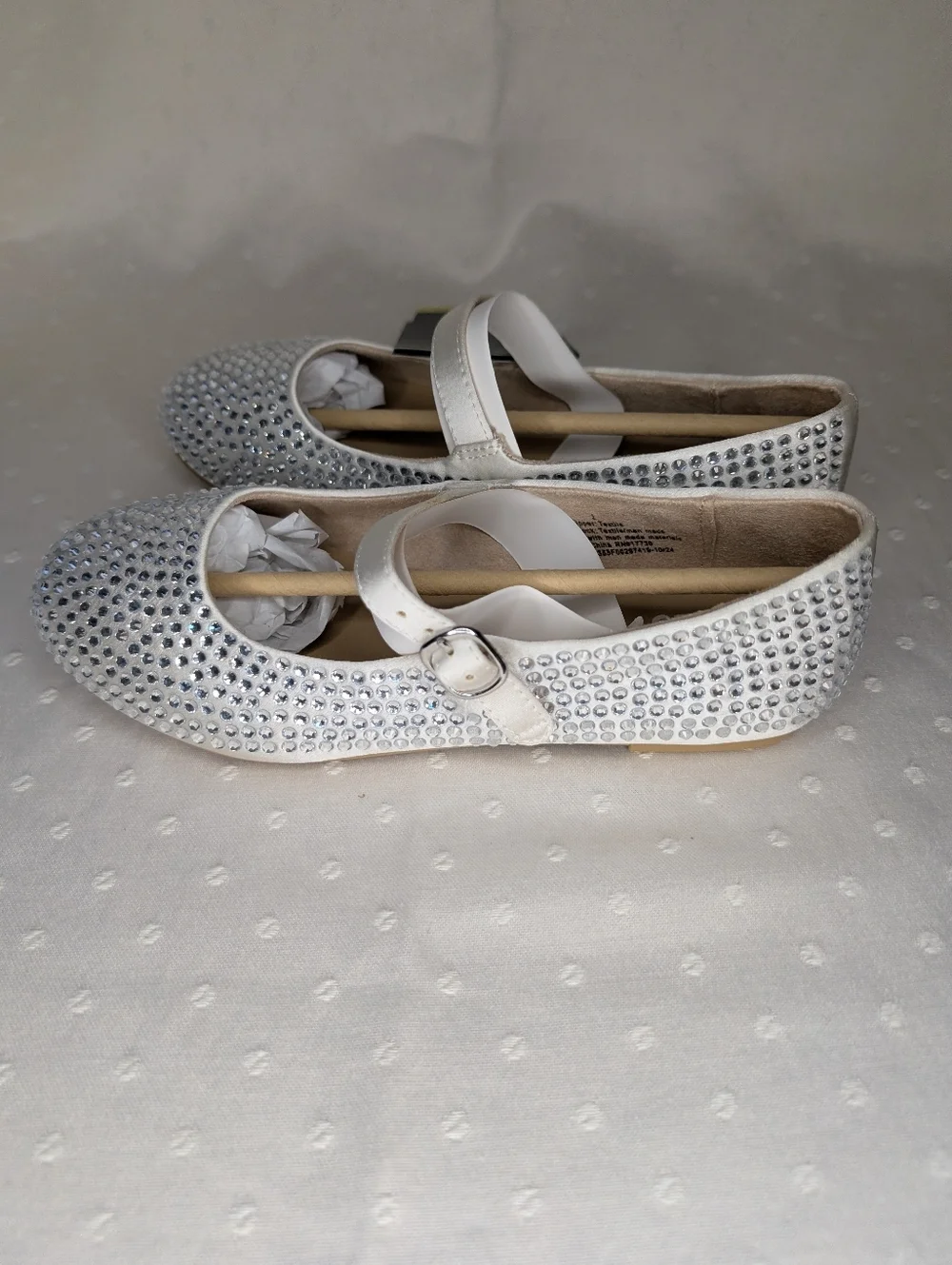 Art Class Off White Silver Rhinestone Mary Jane Flats Buckle Girls Size 2